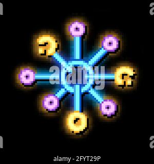 Microscopic Bacterium Germ neon glow icon illustration Stock Vector