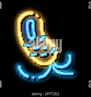 Microscopic Bacterium With Tails neon glow icon illustration Stock Vector