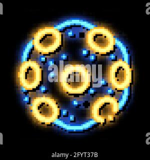 Laboratory Microscopic Bacterium neon glow icon illustration Stock Vector