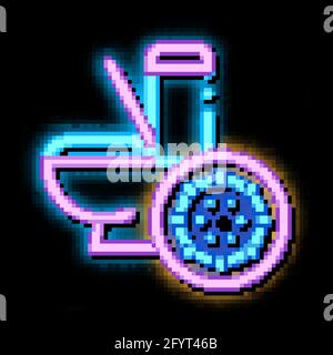 Bacteria Germ And Toilet Bowl neon glow icon illustration Stock Vector