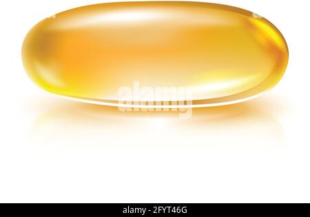 3d realistic vector fish oil pill capsule. Isolated on white background. Stock Vector