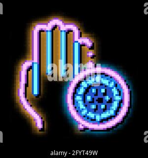 Bacteria Germ And Hand neon glow icon illustration Stock Vector