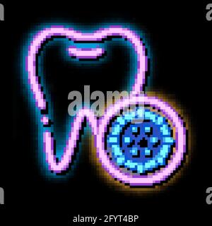 Bacteria Germ And Tooth neon glow icon illustration Stock Vector