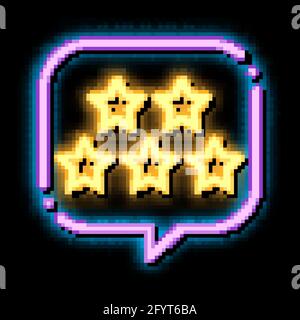 Five Stars In Text Box Frame neon glow icon illustration Stock Vector