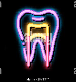 Dental X-ray Image Stomatology neon glow icon illustration Stock Vector
