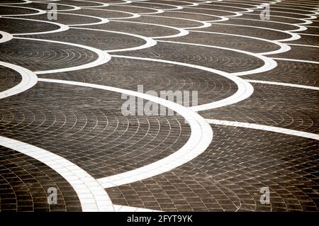 Creative square layer background with white curved lines pattern Stock Photo