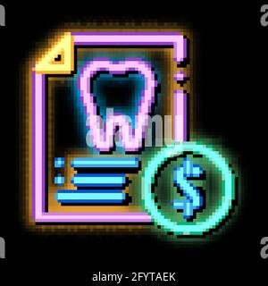 Dentist Stomatology List neon glow icon illustration Stock Vector