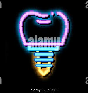 Dentist Stomatology Tooth Implant neon glow icon illustration Stock Vector