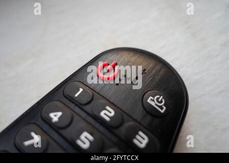 Mulitimedia tv remote control power button Stock Photo