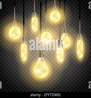 Modern 3d realistic vector collection of light bulbs. Isolated illustration. Stock Vector