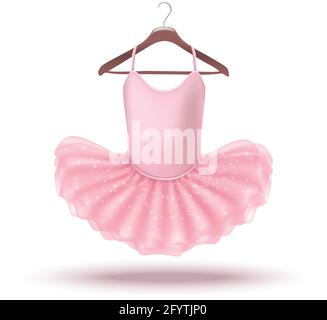 icon little baby girl pink ballerina dress on a hanger. Isolated on white background illustration. Stock Vector