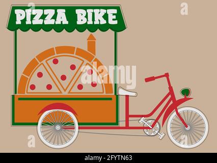 pizza bike logo with oven in the colors of the italian flag 4 Stock Vector