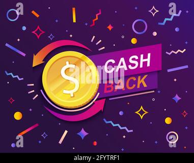 Cash back advertise banner with promo of refund. Stock Vector
