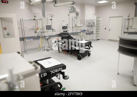 Bucharest, Romania - May 27, 2021: Details from a newly built Emergency Unit (Emergency Room, ER) of a hospital. Stock Photo