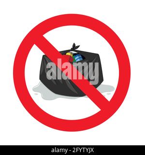 Do not litter icon sign. Vector no dumping, garbage throw banned rubbish, not dump trash, keep clean label illustration Stock Vector