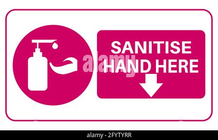Hand sanitise here protect with corona and other virus bacteria. Stock Vector