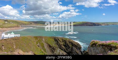 The River Avon Estuary viewed from Burgh Island on a summer's day, South Devon, England Stock Photo