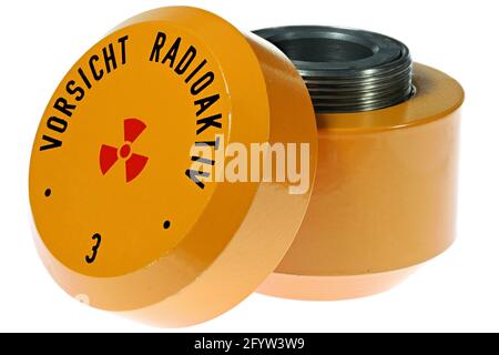 lead container for storage of radioactive material isolated on white background Stock Photo