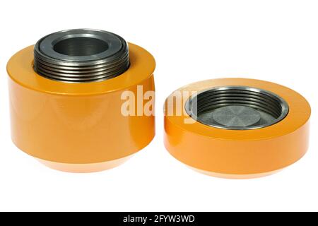 lead container for storage of radioactive material isolated on white background Stock Photo