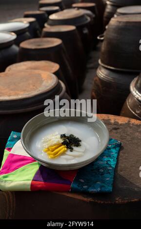 Rice cake soup,Tteokguk, Korean traditional food for New Year's breakfast Stock Photo