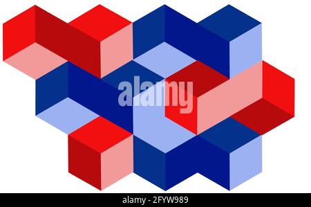Colorful abstract composition izometric cubes Stock Vector