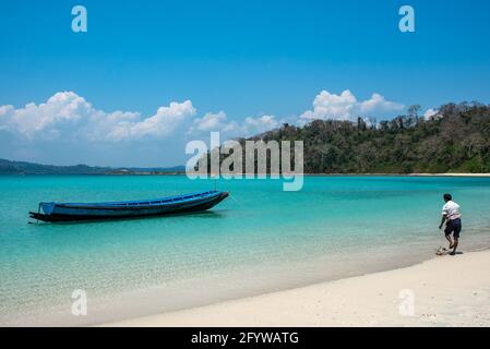 Turquoise blue waters near Ross & Smith island, North Andaman Stock Photo