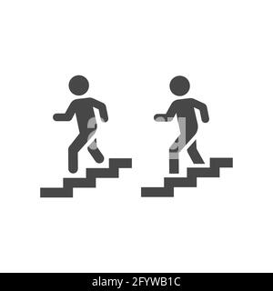 Man going down stairs vector icon. Staircase simple symbol. Stock Vector