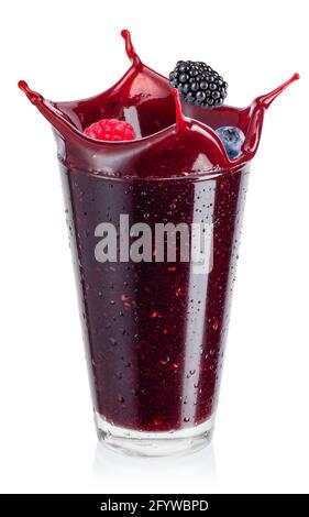 glass of berry smoothie isolated on white Stock Photo