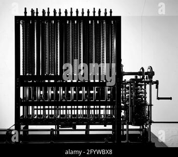 Babbage adding machine, 1822-42. Stock Photo