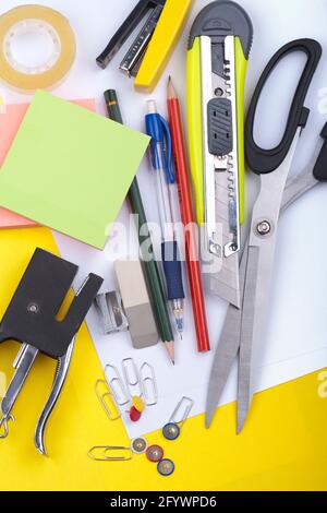 office supplies on the white background Stock Photo