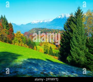 France, Savoie, Annecy, view of Tournette, autumn, Stock Photo