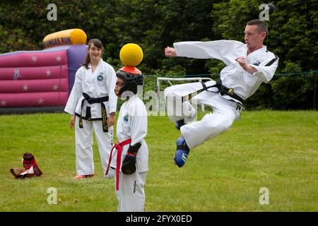 Tae Kwon-do demonstration at Rhu Gala, Scotland Stock Photo