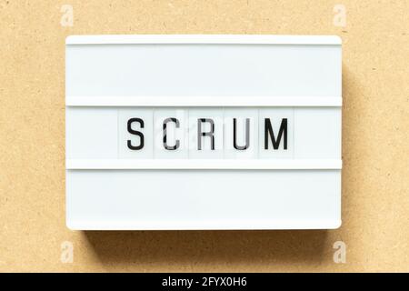 Lightbox with word scrum on wood background Stock Photo