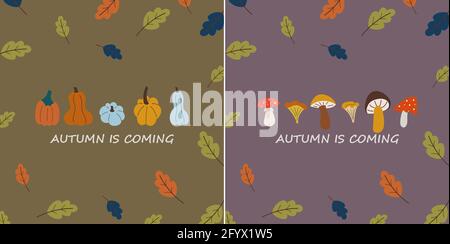 Autumn mood poster template with mushrooms vector Stock Vector