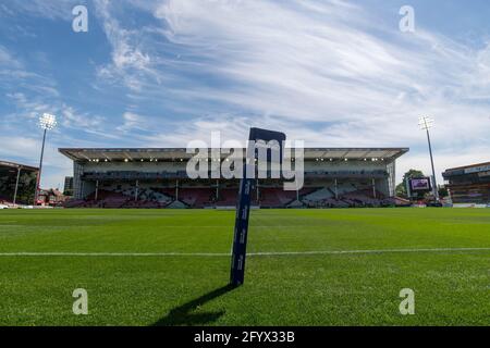 Gloucester, UK. 30th May, 2021. Kingsholm Stadium ready for the Allianz Premier 15s Final between Saracens Women and Harlequins Women at Kingsholm Stadium in Gloucester, England. Credit: SPP Sport Press Photo. /Alamy Live News Stock Photo