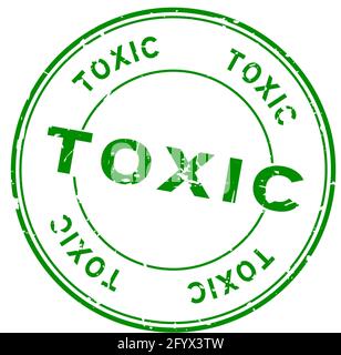 Grunge green toxic word round rubber seal stamp on white background Stock Vector