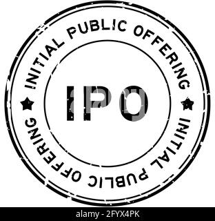 Grunge black IPO Initial Public Offering word round rubber seal stamp on white background Stock Vector