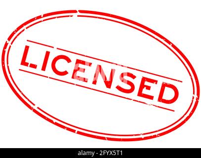 Grunge red licensed word oval rubber seal stamp on white background Stock Vector