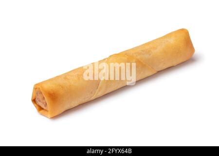 Single crispy deep fried Vietnamese egg rollisolated on white background Stock Photo