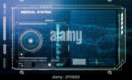 medical system user interface, template of head up display for your element and complete project, illustration HUD UI template Stock Photo