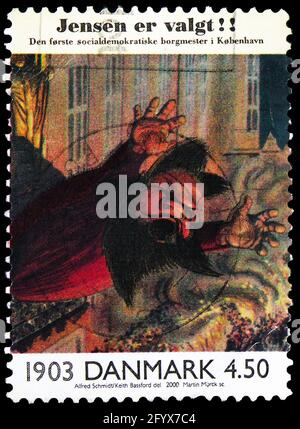 MOSCOW, RUSSIA - SEPTEMBER 27, 2019: Postage stamp printed in Denmark shows 20th Century, Events serie, circa 2000 Stock Photo