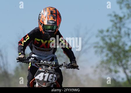 motocross dirt bike practice with kids Stock Photo