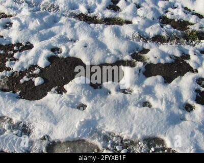 Background: muddy spring melting snow Stock Photo