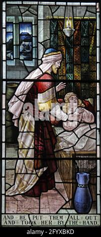 Stained glass window depicting Christ healing, Lady St Mary  Church, Wareham, Dorset