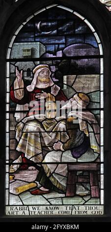 Stained glass window depicting Christ healing, Lady St Mary  Church, Wareham, Dorset