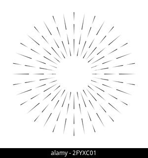Sunburst line icon isolated on white background, summer web banner, retro circle design, vector illustration . Stock Vector