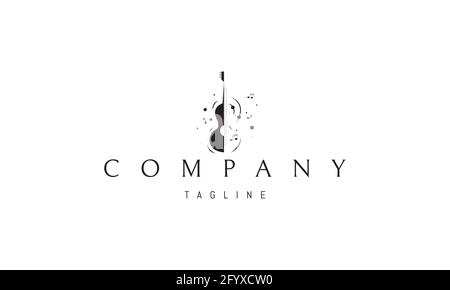 Vector logo on which an abstract image of a playing guitar. Stock Vector