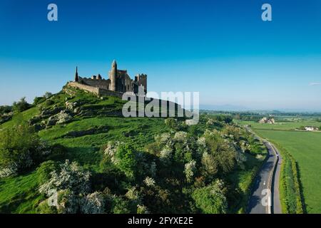 Aerial view of the Rock of Cashel, also known as Cashel of the Kings and St. Patrick's Rock, is a historic site located at Cashel, County Tipperary, I