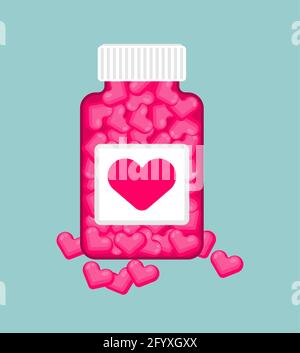 Love pills bottle and capsule isolated. vector illustration Stock Vector
