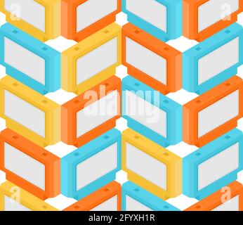 video game cartridge pattern seamless. Retro TV game 8bit background. Stock Vector
